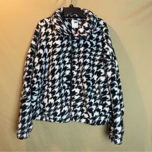 SO Monochrome Houndstooth Teddy Jacket